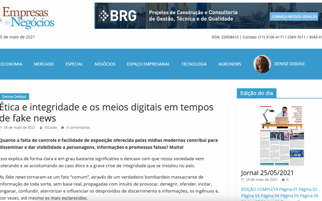 Ética e Integridade e os Meios Digitais em Tempos de Fake News