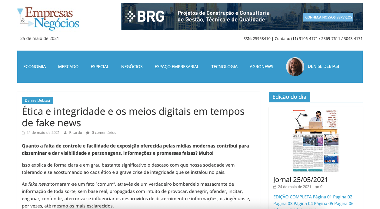 Ética e Integridade e os Meios Digitais em Tempos de Fake News