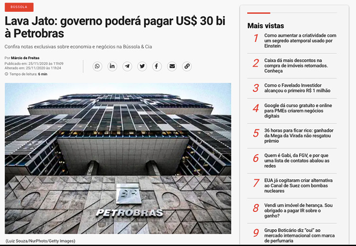 Parecer sobre a Petrobras é Destaque em Revista