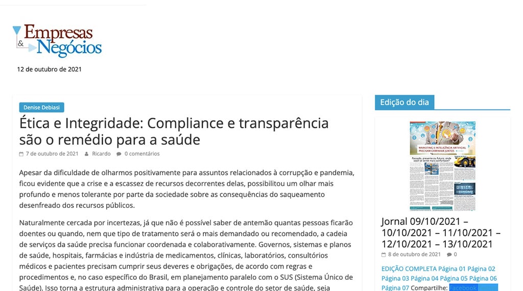 Ética e Integridade: Compliance e transparência são o remédio para a saúde