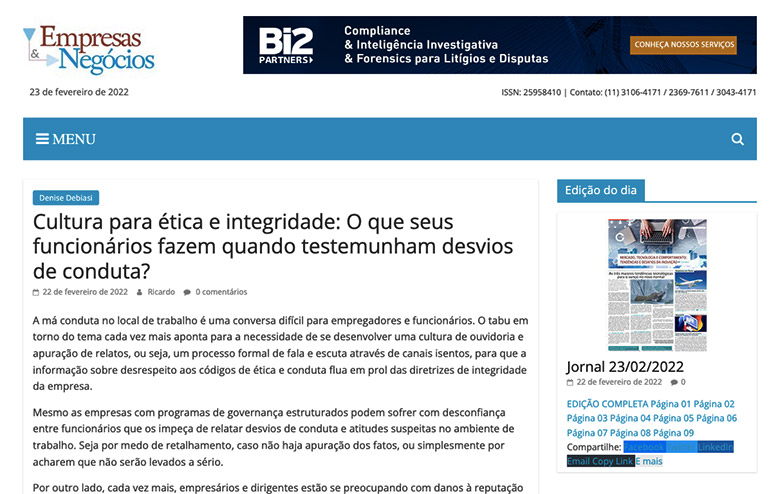 Cultura para ética e integridade: O que seus funcionários fazem quando testemunham desvios de conduta?